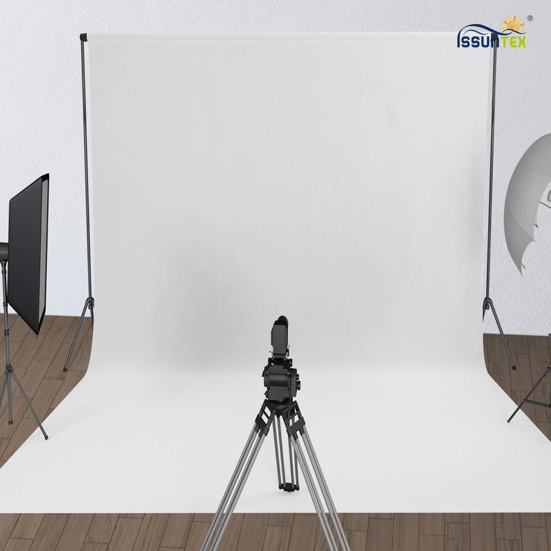 ISSUNTEX 10X12 ft Background Muslin Backdrop, Photo Studio, Collapsible High Density Screen for Video Photography and Television-White - Image 2